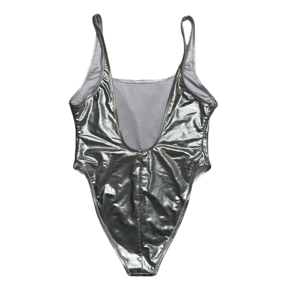 RARE SKIMS METALLIC SWIM HIGH CUT ONE PIECE | NICKEL x 1 - Picture 6 of 14